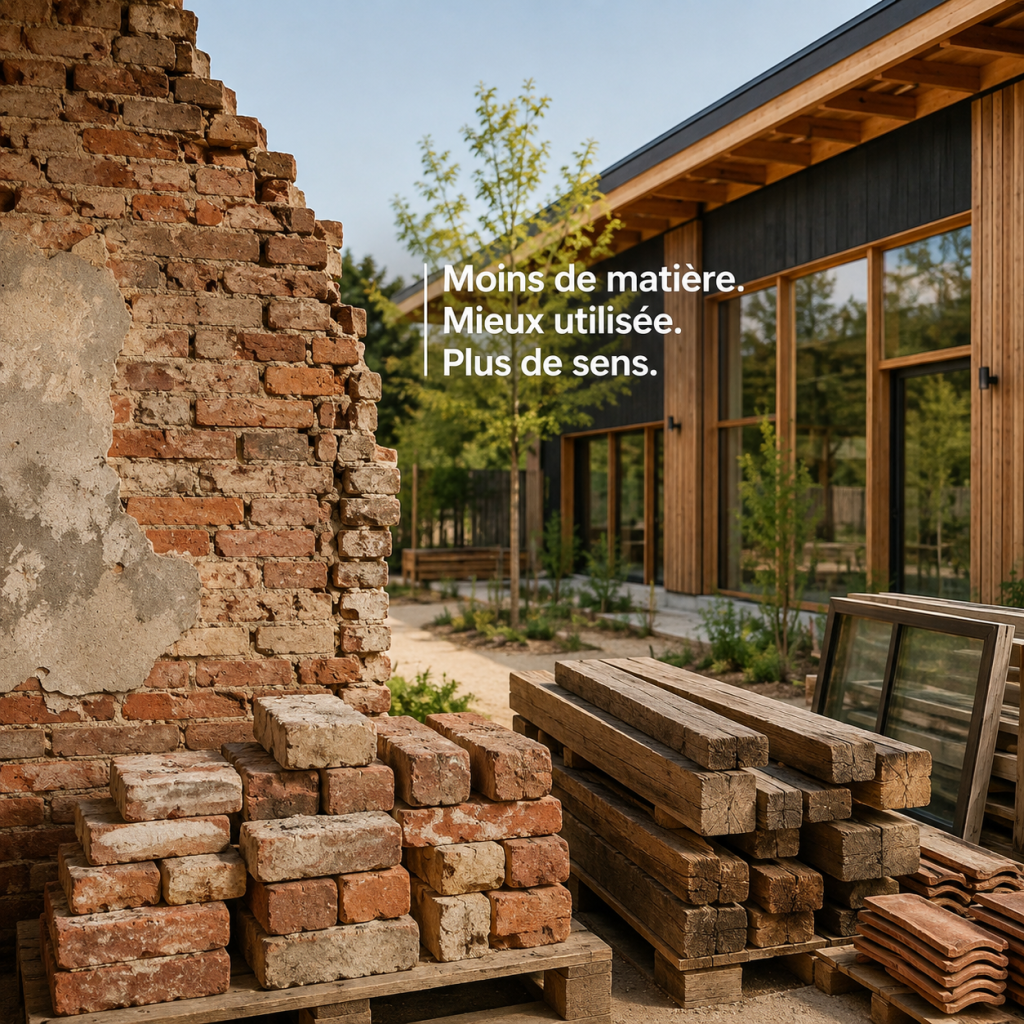 Écoconstruction et réemploi de briques et de bois dans un projet architectural